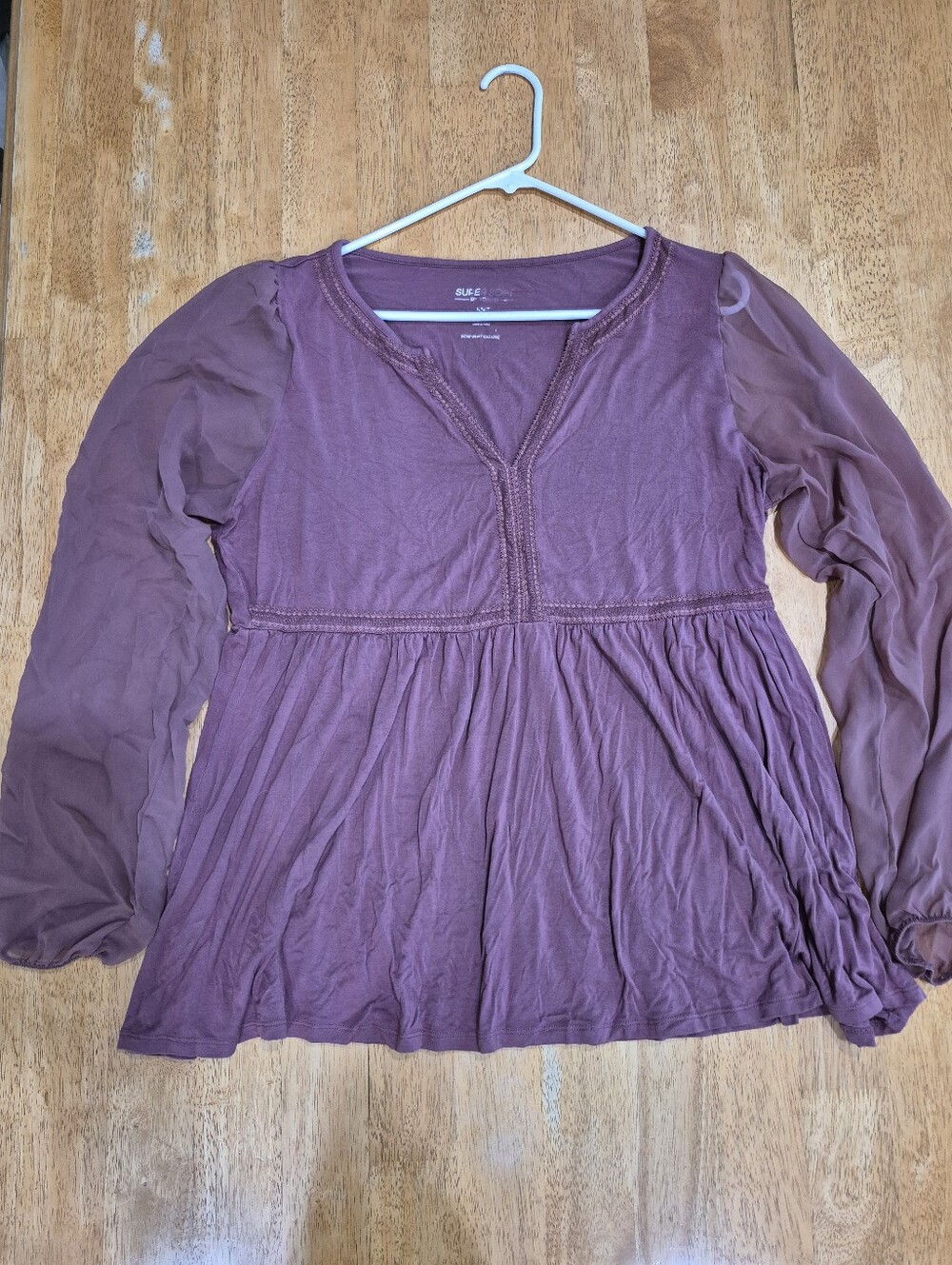 EUC Torrid mauve peasant-style long sleeve Babydoll Blouse Top